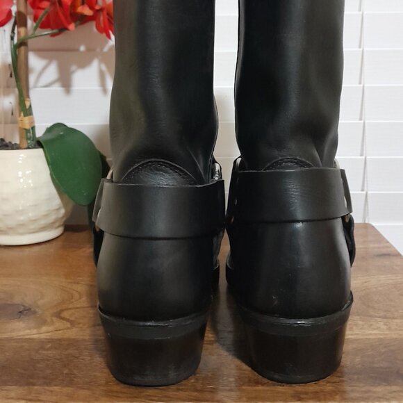 Frye U.S.A Made 12R Women's Harness Biker Boots Black Leather Sz 9.5M - Picture 4 of 15